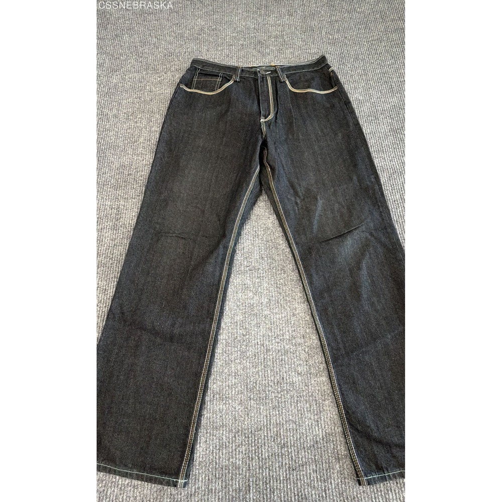 Artful Dodger Men's Black Bishops Island Embroidered Denim Jeans Sz 36